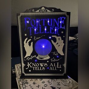 Vintage Halloween Fortune Teller Sign Glows Purple Halloween Party Decoration